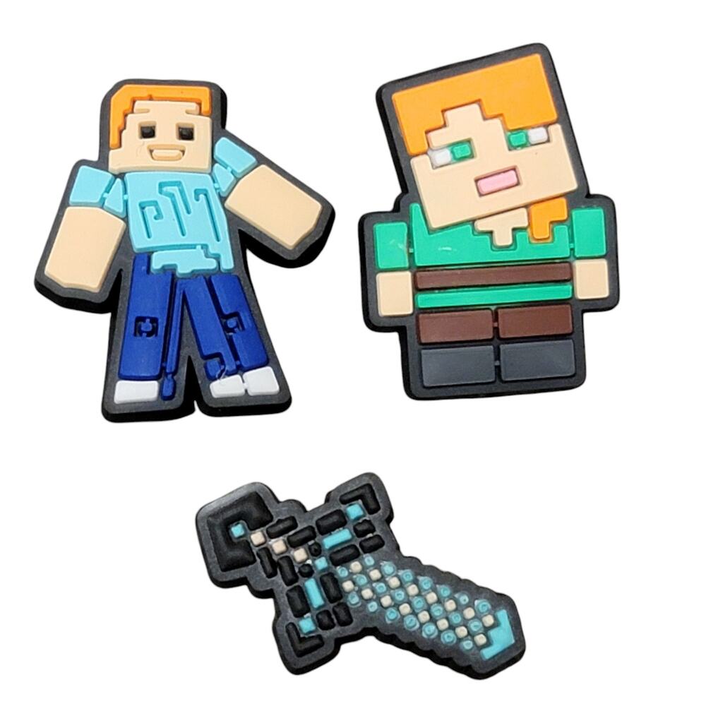 Minecraft Shoe Charms Lot of 3 Bundle Kids Boys Accessories‎ Stocking Stuffer